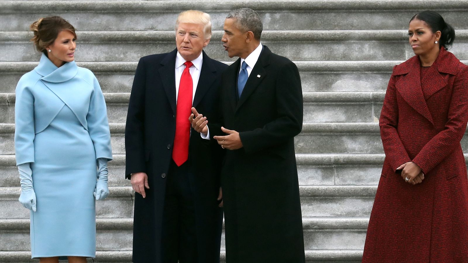 The Trumps and the Obamas meet in 2017.