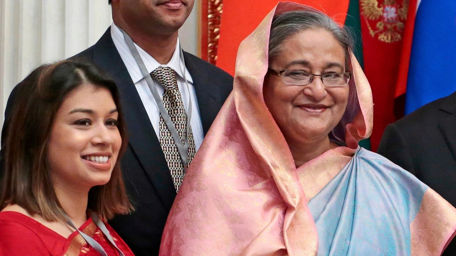 Tulip Siddiq, left, with then prime minister of Bangladesh, Sheikh Hasina, in Moscow, Russia, in January 2013. Pic: AP