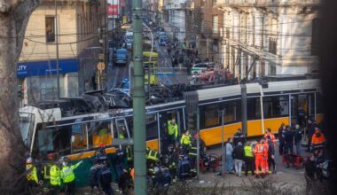 Milan tram derails and slams into a building, killing two people
