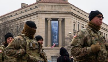 Trump banner displayed on Justice Department headquarters