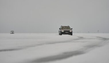 Drive across Estonia's frozen sea as northern Europe faces cold wave