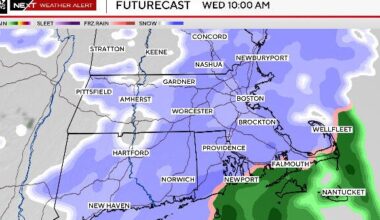 Snow again? Weather forecast maps for Boston show 2 upcoming chances for light accumulation.