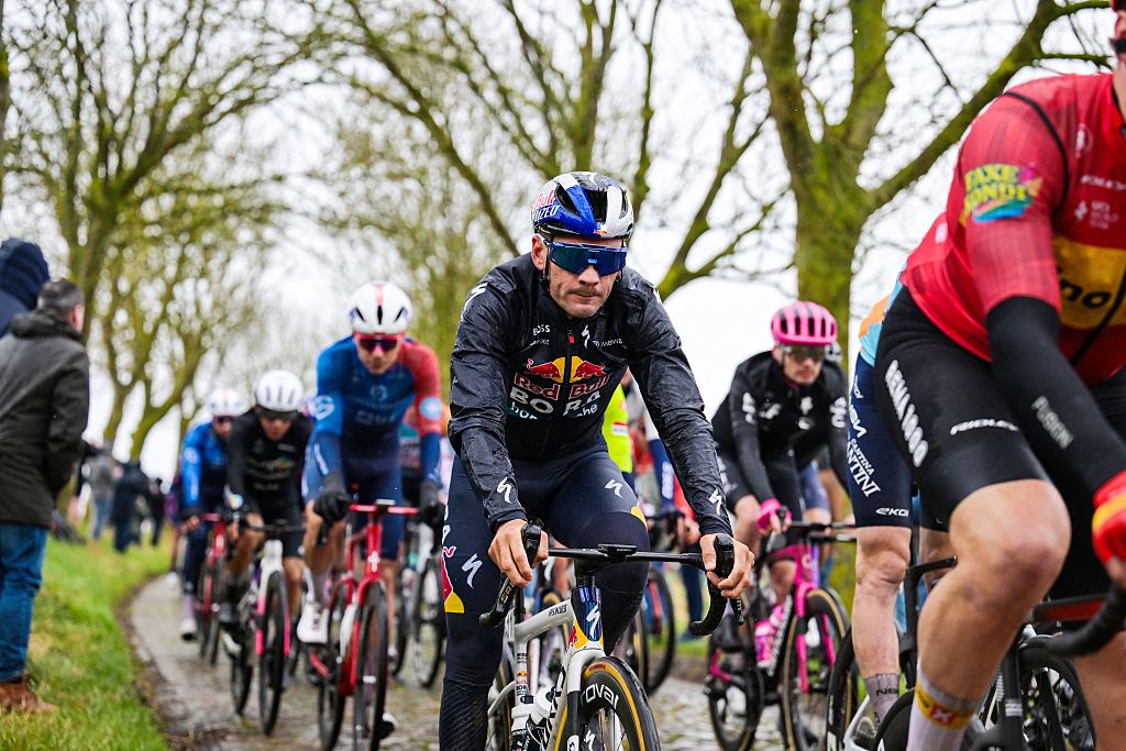Belgian Gianni Vermeersch of Red Bull-BORA-hansgrohe pictured in action during the 81st edition of the men's one-day cycling race Omloop Het Nieuwsblad (UCI World Tour), the opening race of the Flemish one-day classics season, 207,6 km from Gent to Ninove, Saturday 28 February 2026. BELGA PHOTO DAVID PINTENS (Photo by DAVID PINTENS / BELGA MAG / Belga via AFP)