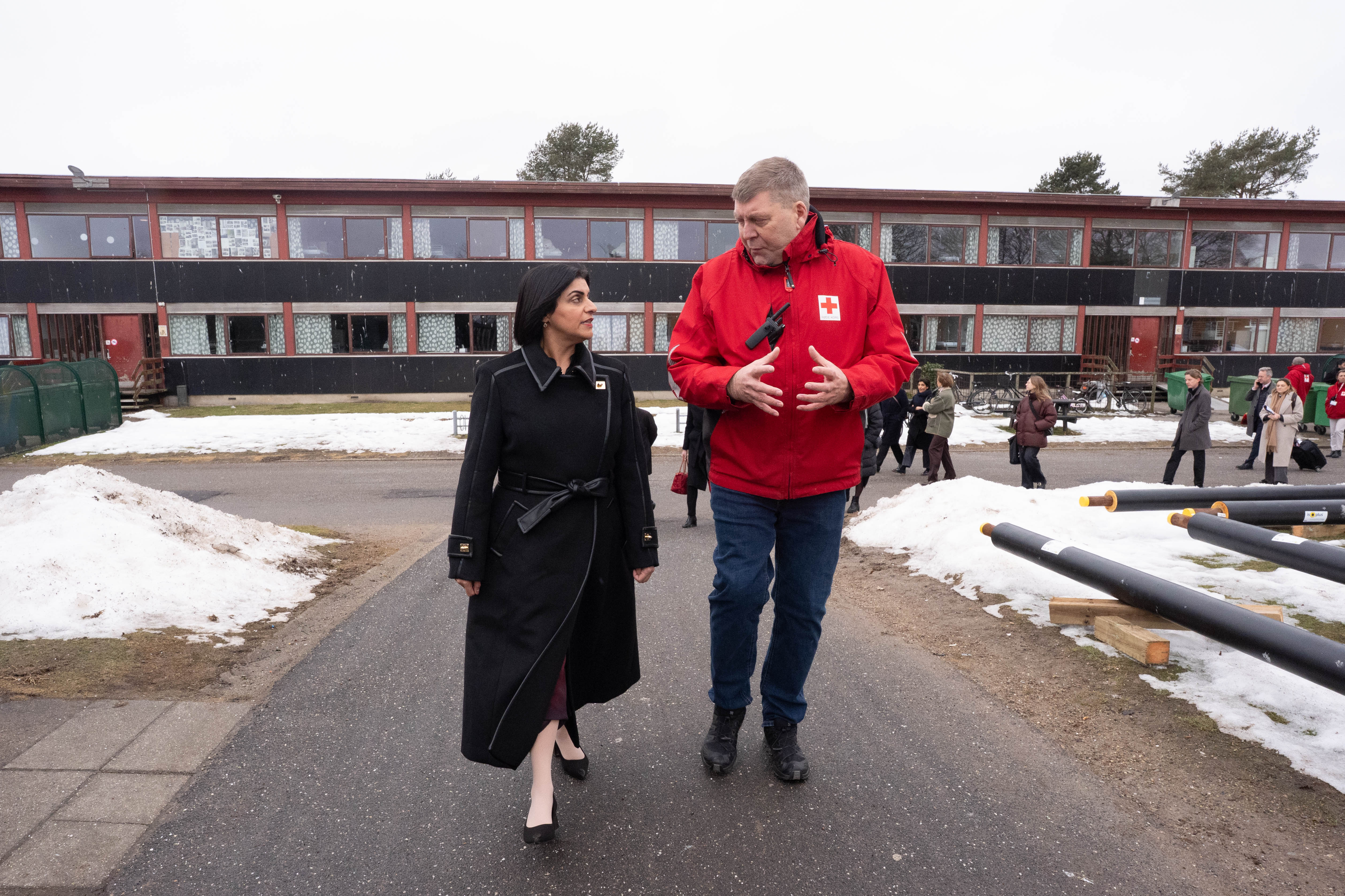 Home Secretary Shabana Mahmood is shown around the reception center, Center Sandholm in Sandholmgardsvej, on the outskirts of Copenhagen where migrant arrivals are first registered with police and are provided with initial accommodation for up to three months.