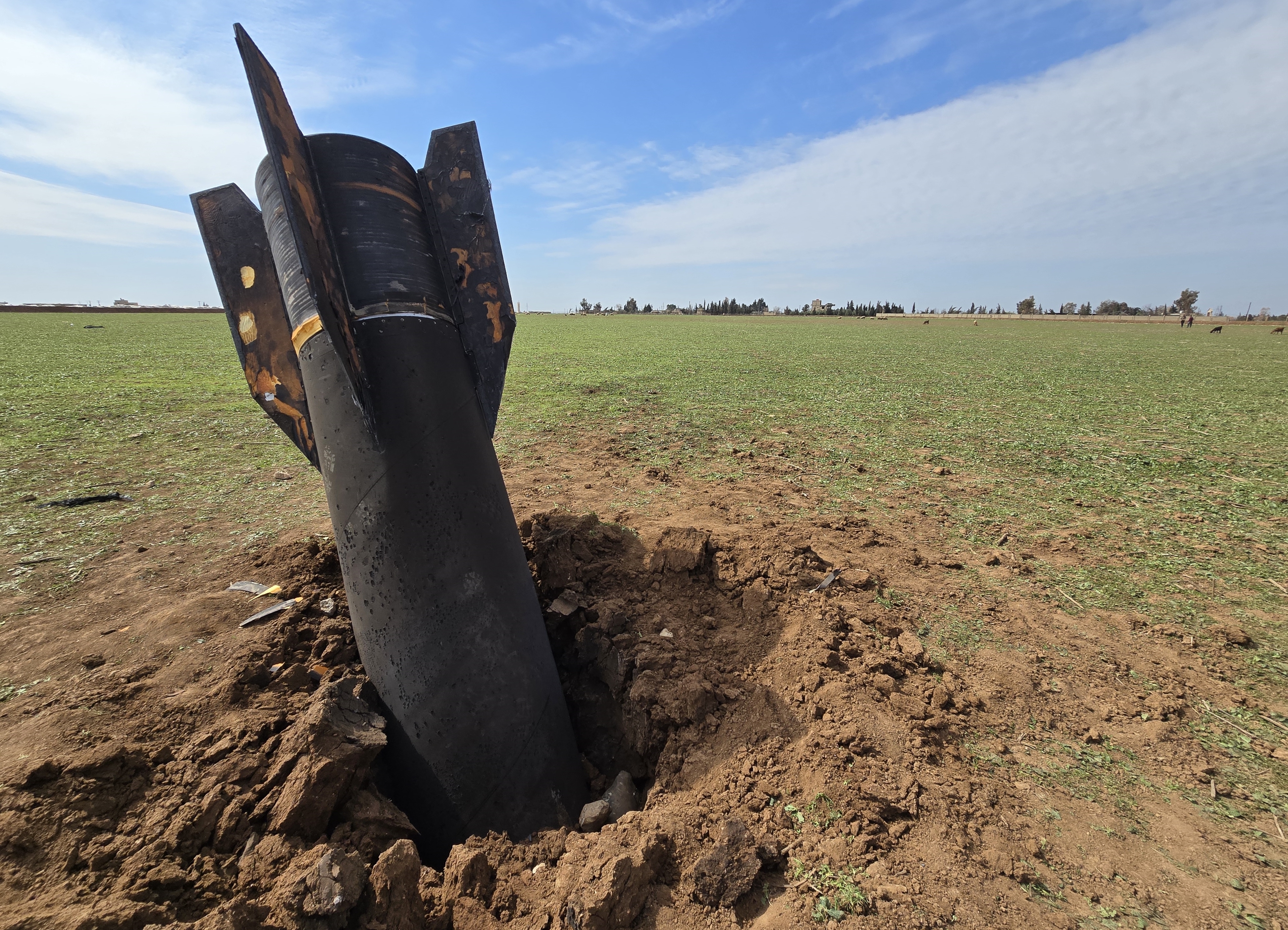 It landed in an open field on the outskirts of Qamishli, eastern Syria