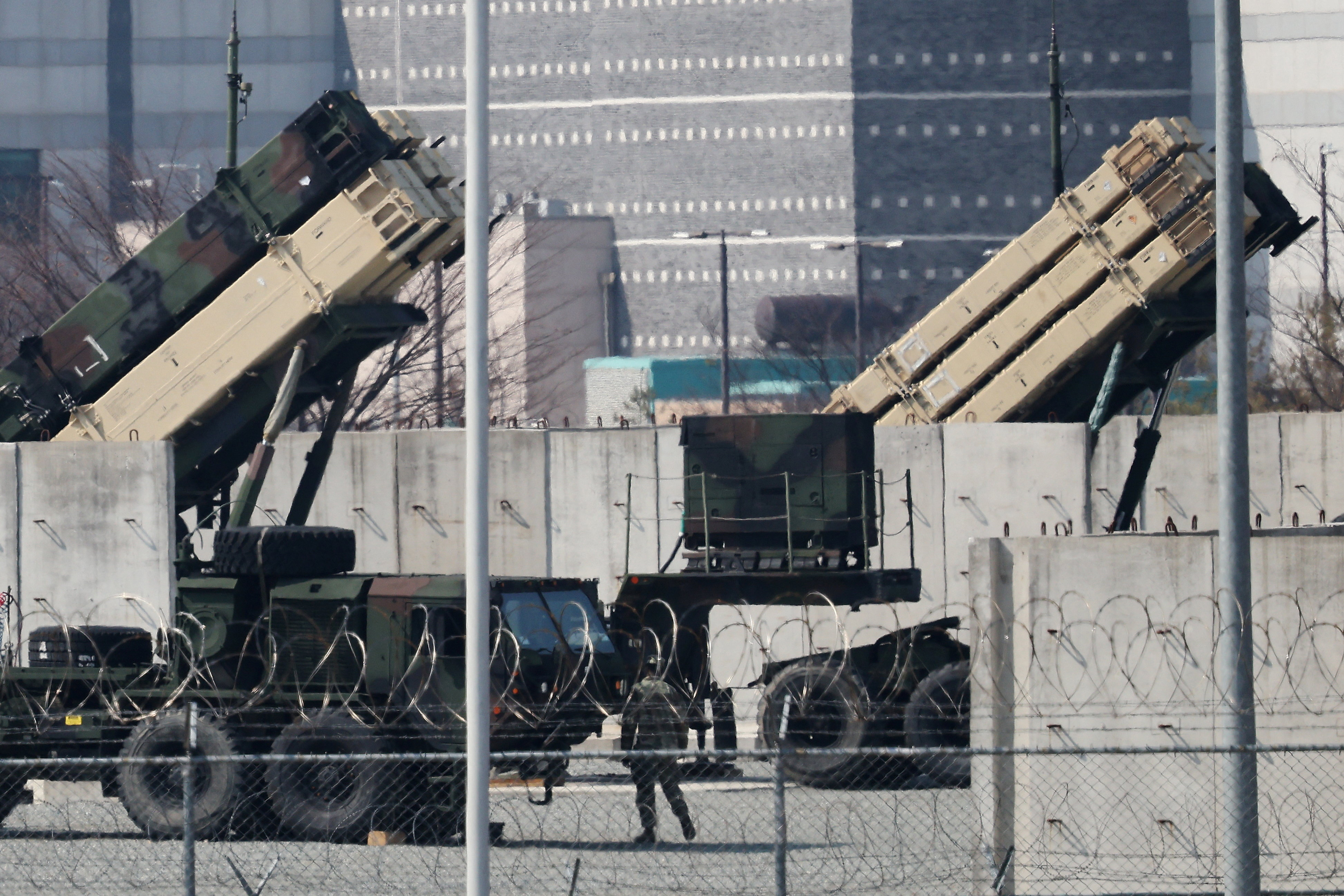 U.S. Patriot missile defense systems at a U.S. army base in Pyeongtaek, South Korea.