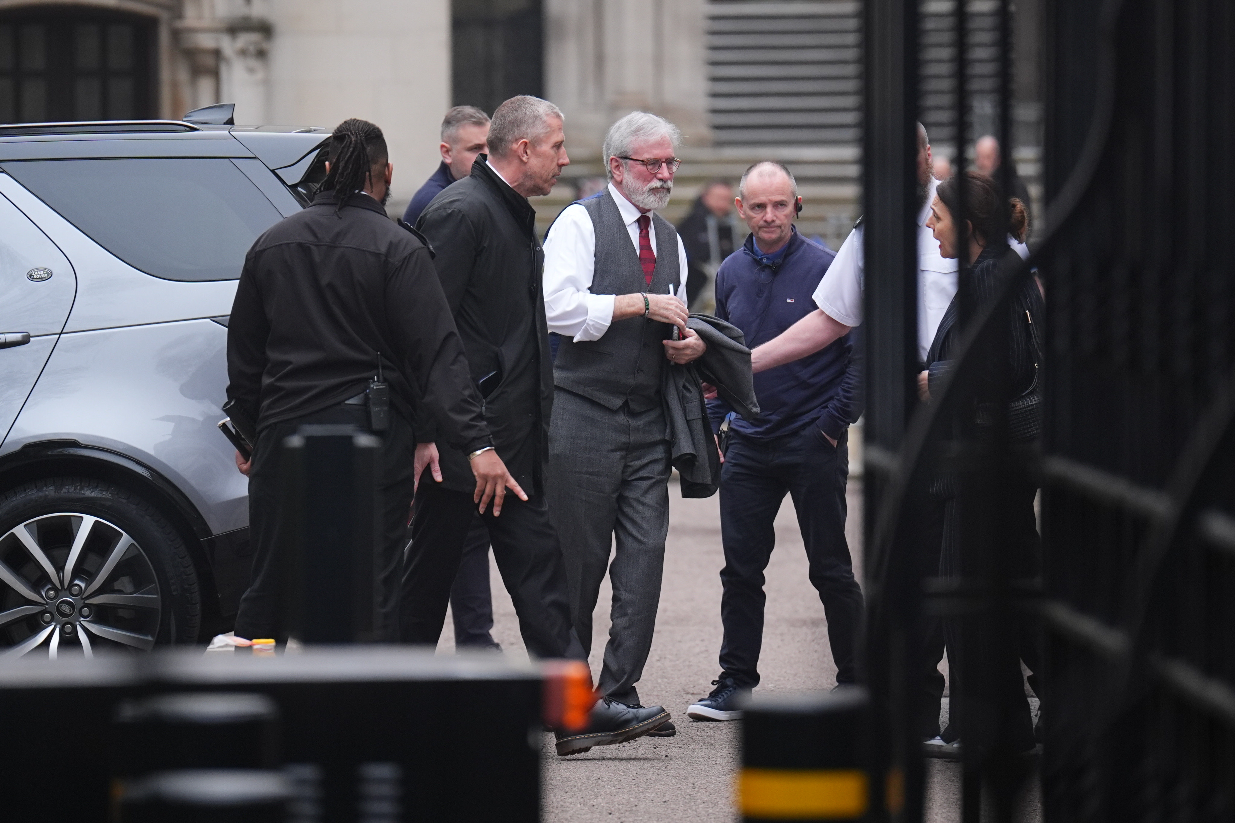 Gerry Adams, former Sinn Fein president, arrives at the Royal Courts of Justice in London, where a civil claim is being brought against him for £1 in damages by three men injured in Provisional IRA bombings.