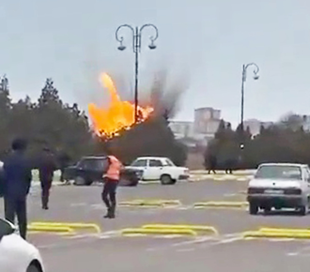 A drone struck an airport building in Azerbaijan’s exclave of Nakhchivan