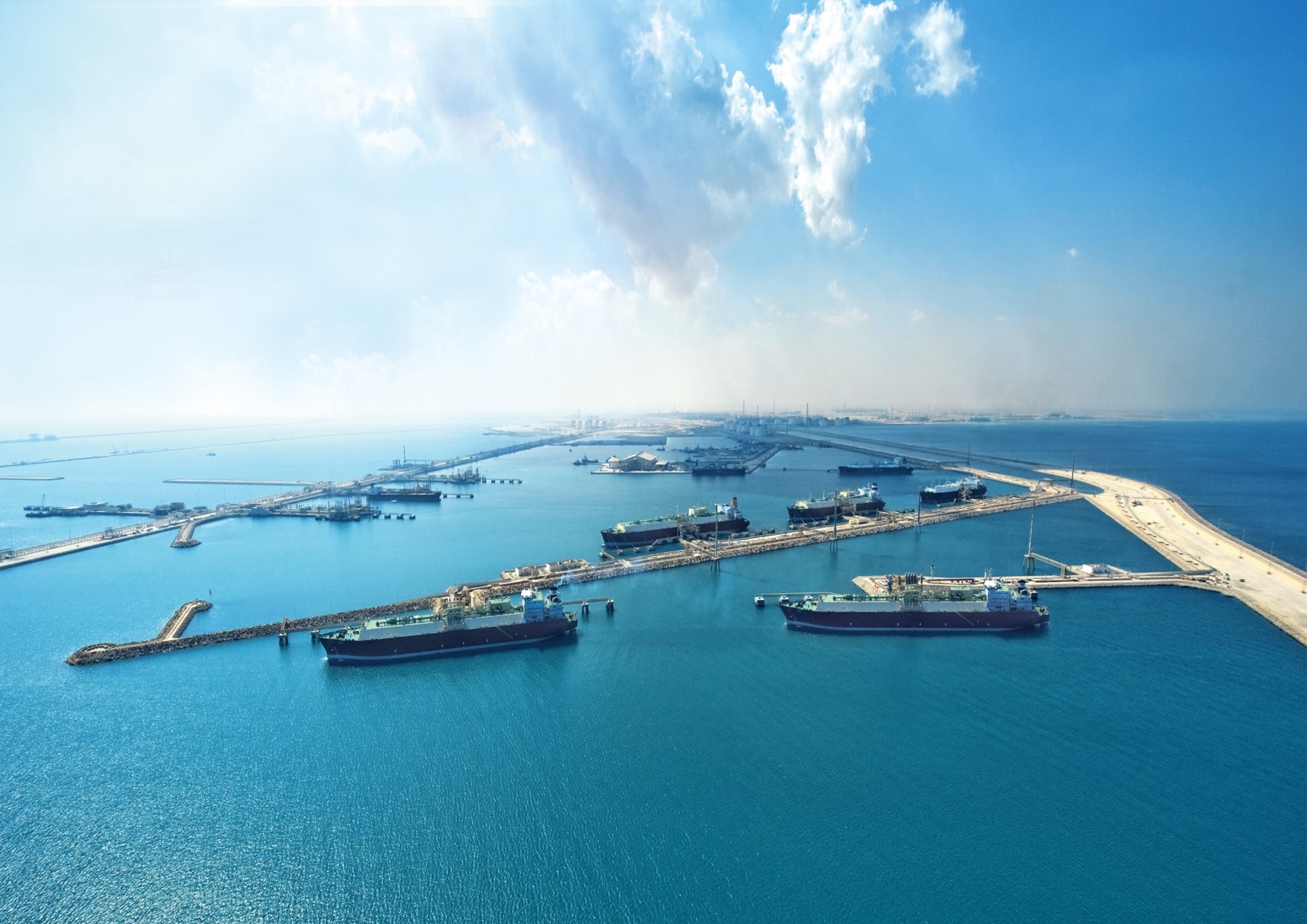LNG carriers at the Qatari LNG export facility at Ras Laffan.