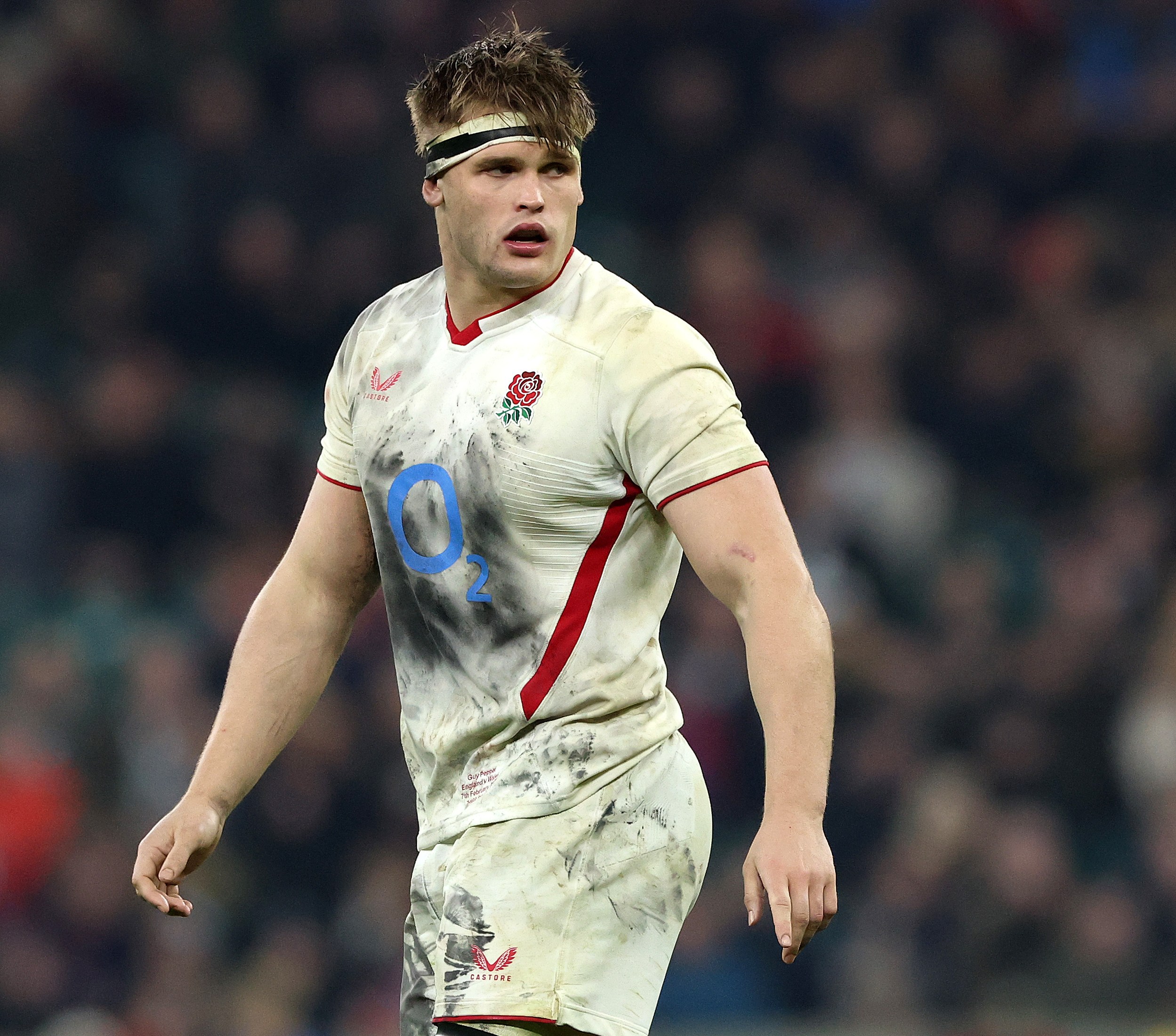 Guy Pepper of England looking on during a rugby match.