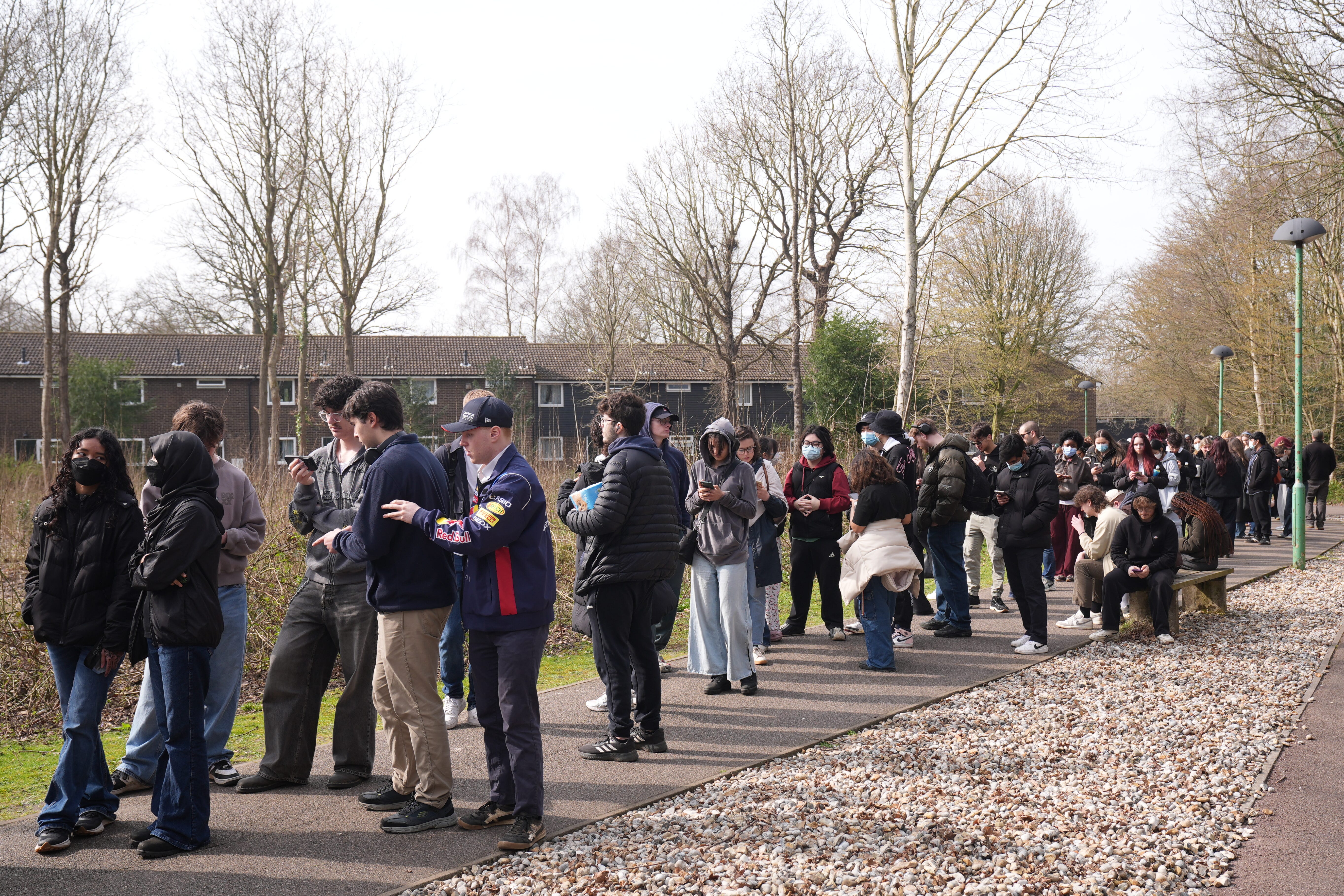 Students queuing for vaccinations