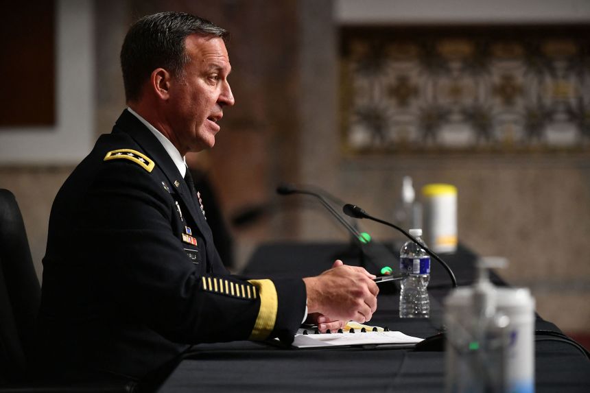 Then-Lt. Gen. Michael Kurilla testifies before the Senate Armed Services Committee on his nomination to the next commander of the US Central Command in 2022.