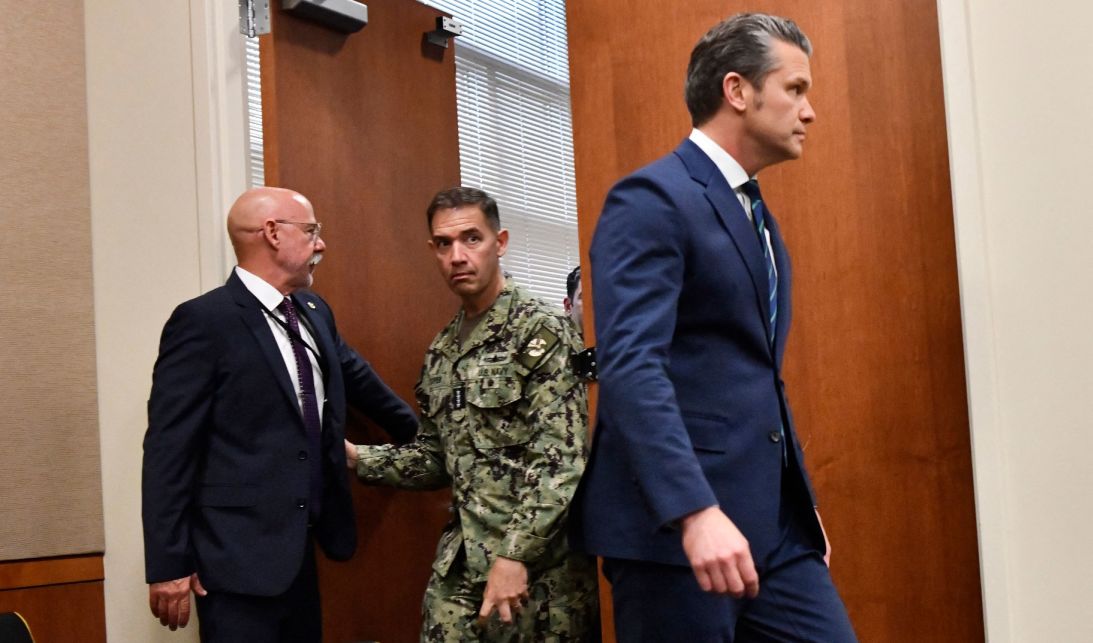 Cooper arrives for a joint press conference with Secretary of Defense Pete Hegseth at US Central Command headquarters at MacDill Air Force Base in Tampa, Florida, on March 5.
