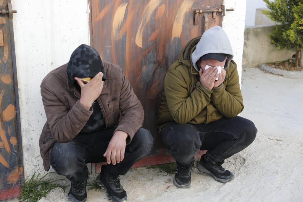 Residents of Yatta, south of Hebron, mourn the death of 27-year-old Amir Shanaran, who was killed by an Israeli settler, March 8, 2026. (Photo: Mamoun Wazwaz/APA Images)