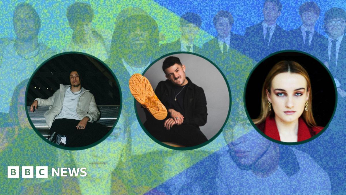 Charlie Floyd, Eternal Rin and Heidi Curtis are in bubbles surrounded by a blue background with other bands silhouettes.