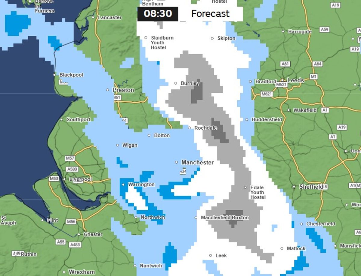 Snow forecast in Greater Manchester on Wednesday (March 25)