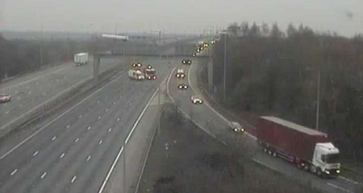 The M6 northbound is closed between junctions 21 and 21A after a person died this morning