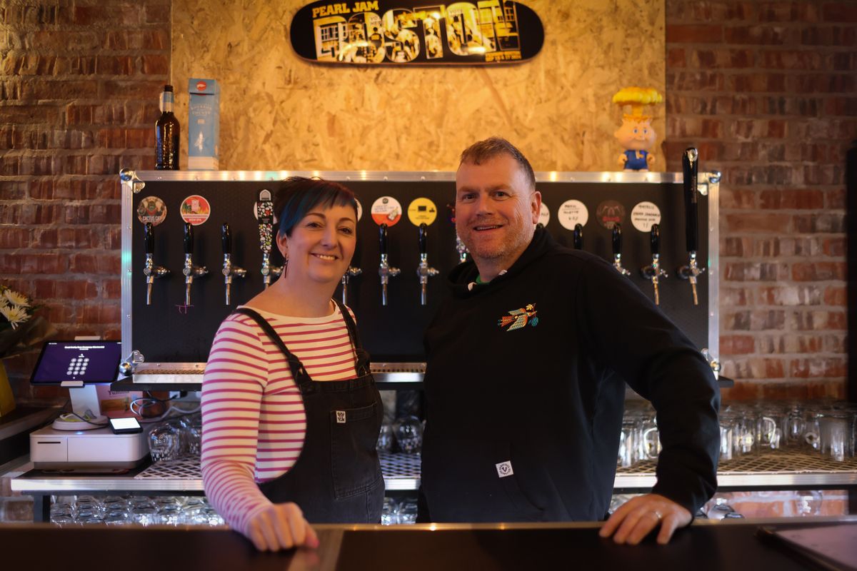 Vicky and Gareth, owners of The Dead Crafty Beer Company on Allerton Road