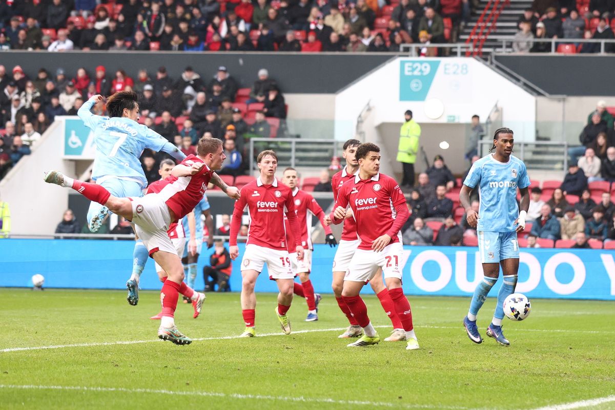 Tatsuhiro Sakamoto of Coventry City scores a goal 0-1.