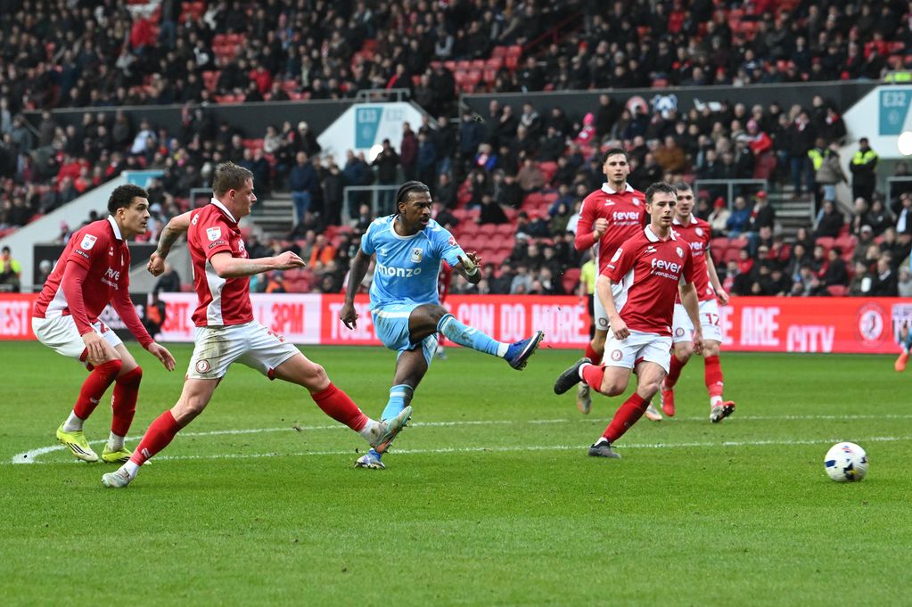 Goal 0-2 - Haji Wright (11) of Coventry City scores the second goal against Bristol