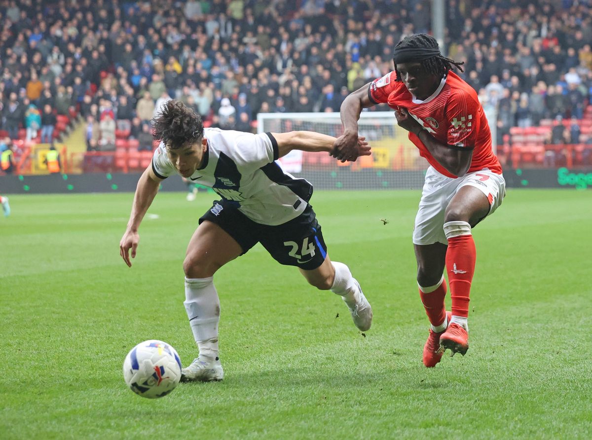 Birmingham City's Tomoki Iwata gets away from Charlton Athletic's Tyreece Campbell
