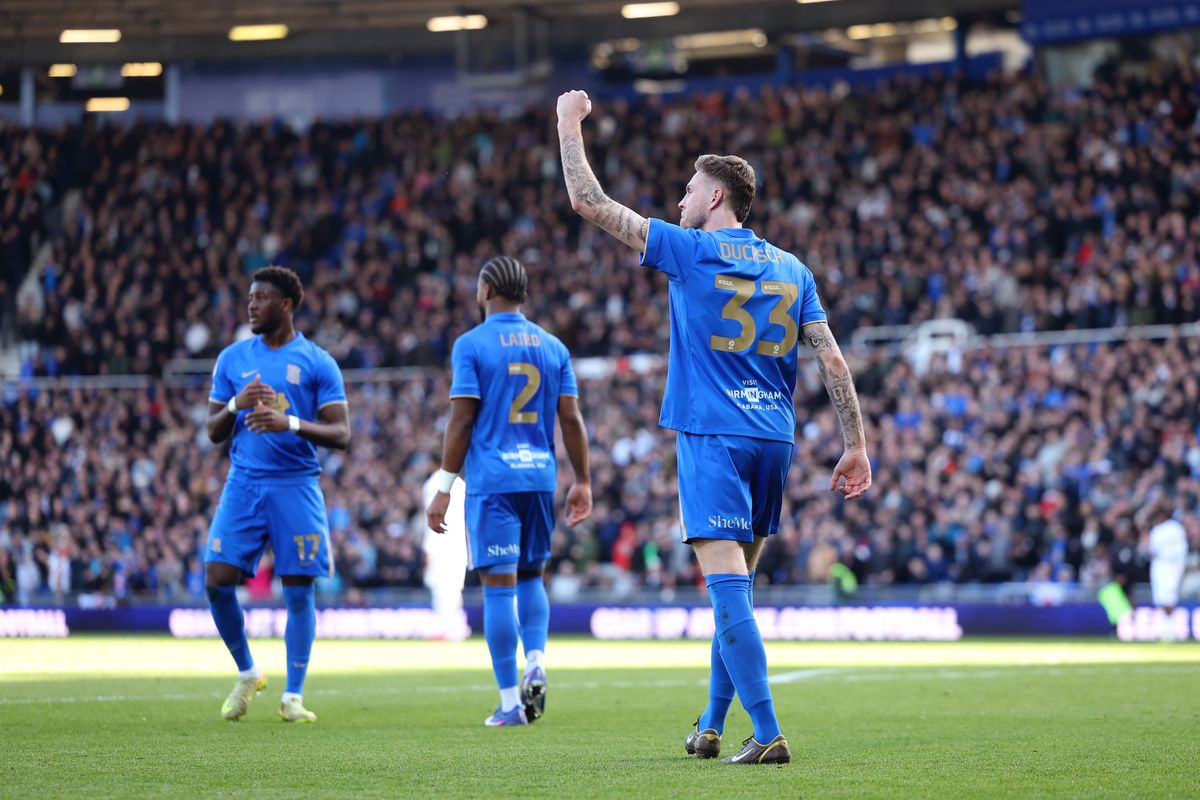 Marvin Ducksch of Birmingham City celebrates his goal against Sheffield United