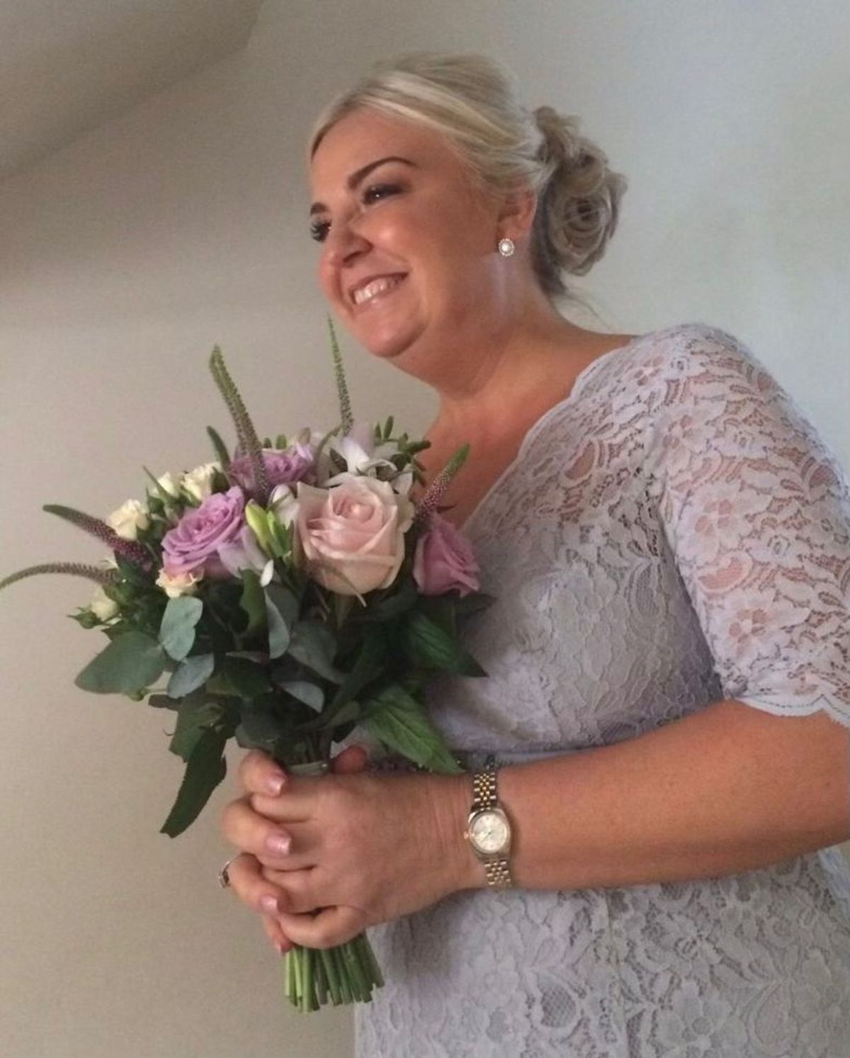 Julie pictured on her wedding day