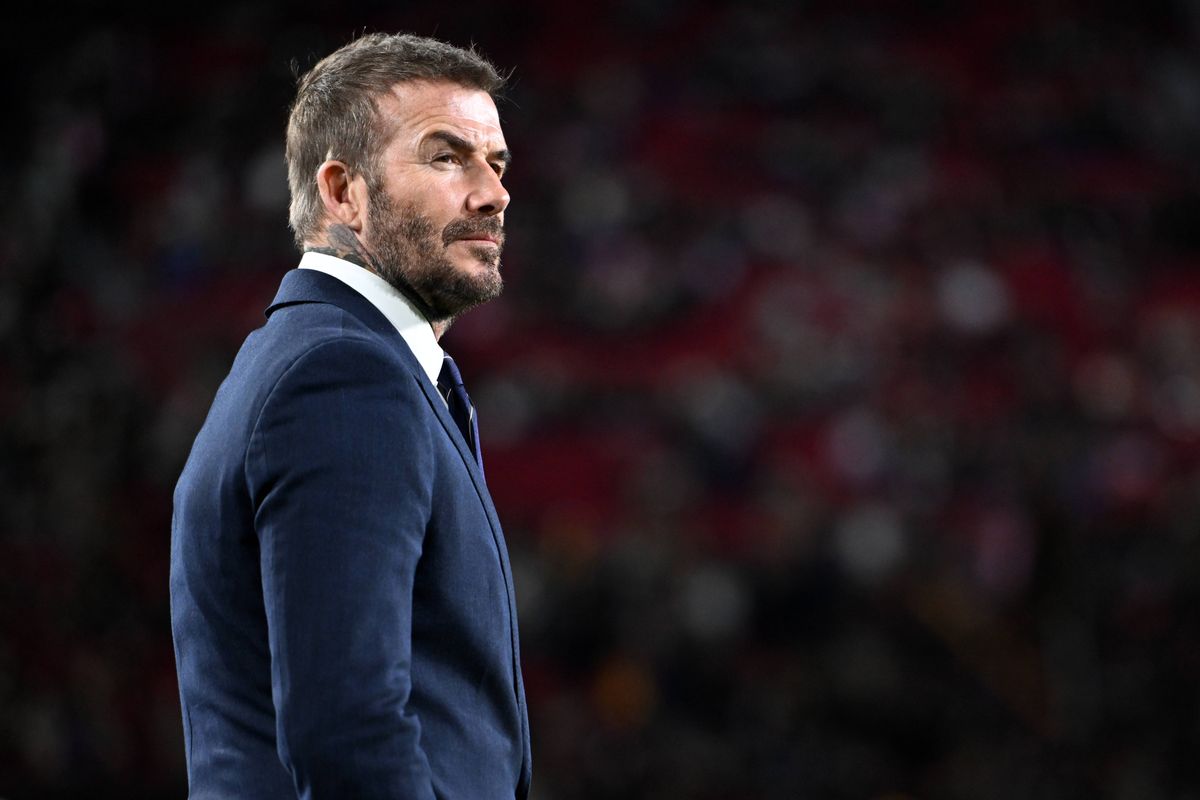David Beckham, co-owner of Inter Miami CF looks on during the MLS match between Los Angeles Football Club and Inter Miami CF at Los Angeles Memorial Coliseum on February 21, 2026 in Los Angeles, California.