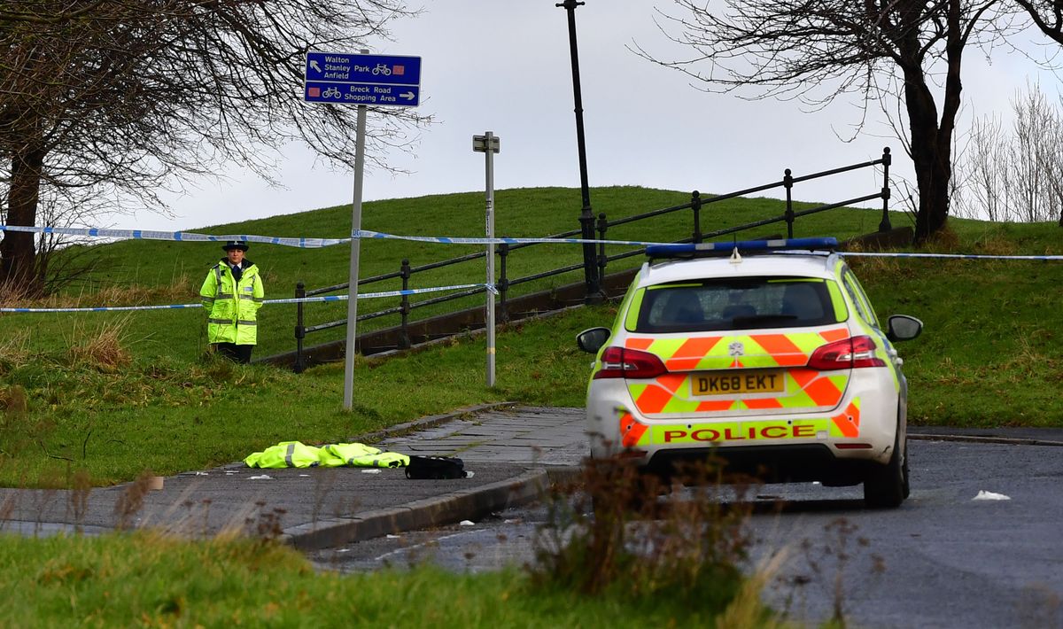 Merseyside Police scene at Everton Park off Netherfield Road South after a shooting