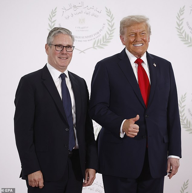 British Prime Minister Keir Starmer and US President Donald Trump at a Gaza Peace Summit in October 2025