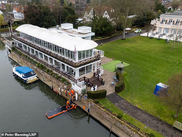 Police and paramedics pictured searching the River Thames in Henley-on-Thames on March 7