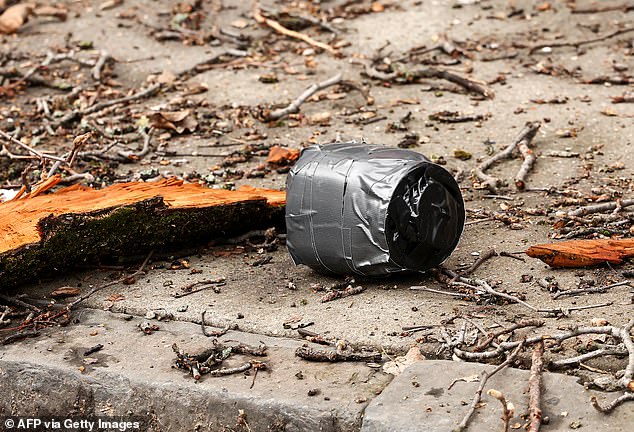 The pair were arrested Saturday after a homemade 'Mother of Satan' bomb, pictured above, was thrown outside Mayor Zohran Mamdani's house