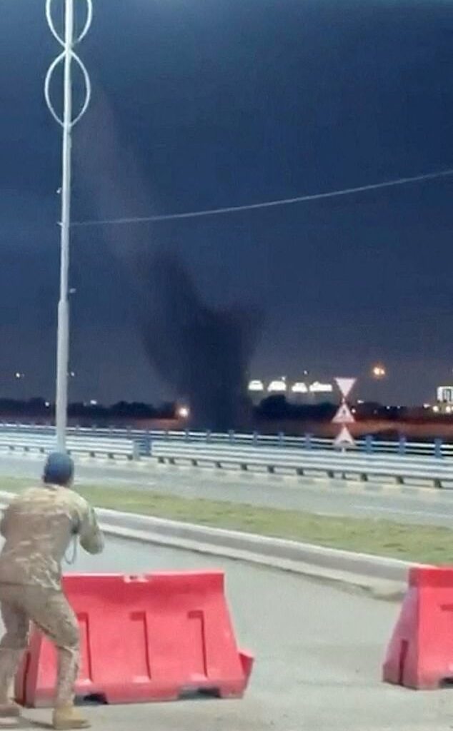 An eyewitness told Reuters the ​C-RAM air defence system shot down two of the drones