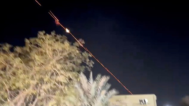 Air defence systems engage projectiles over Baghdad on Monday night