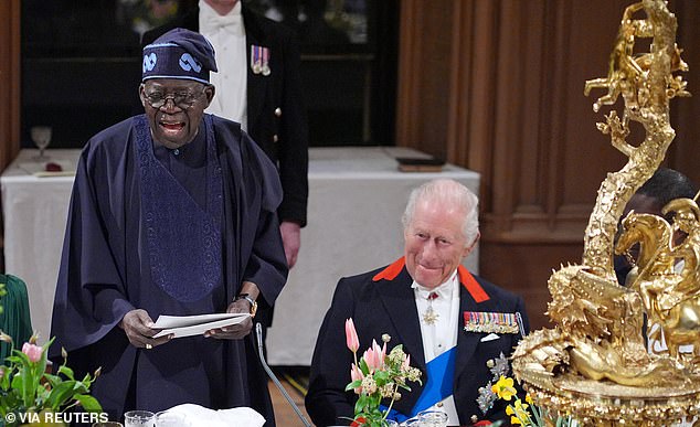 The King smiled as president Tinubu rose to make his own address to the room