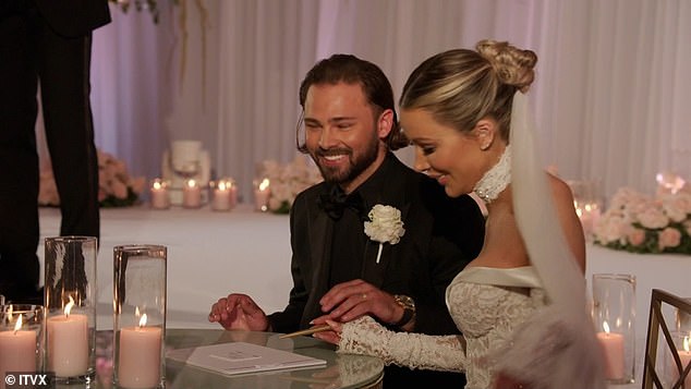 Viewers of the show saw the two lovebirds sign a piece of paper after delivering their vows