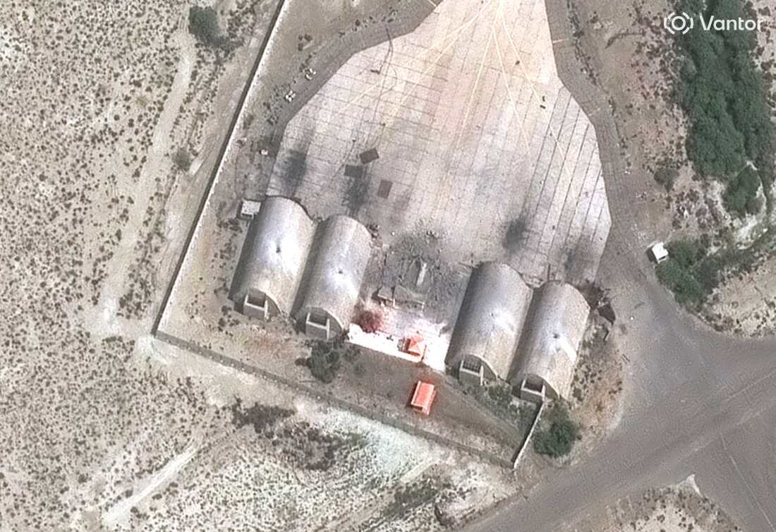 Hardened aircraft shelters at Konarak Airbase were struck with precision munitions.