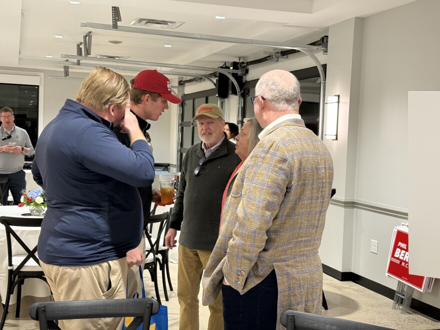 Sen. Phil Berger talks with supporters at his watch party shortly after polls closed during the March 3, 2026 primary election. Berger, the Republican Senate leader whose district covers Rockingham and part of Gulford counties, was facing longtime Rockingham
