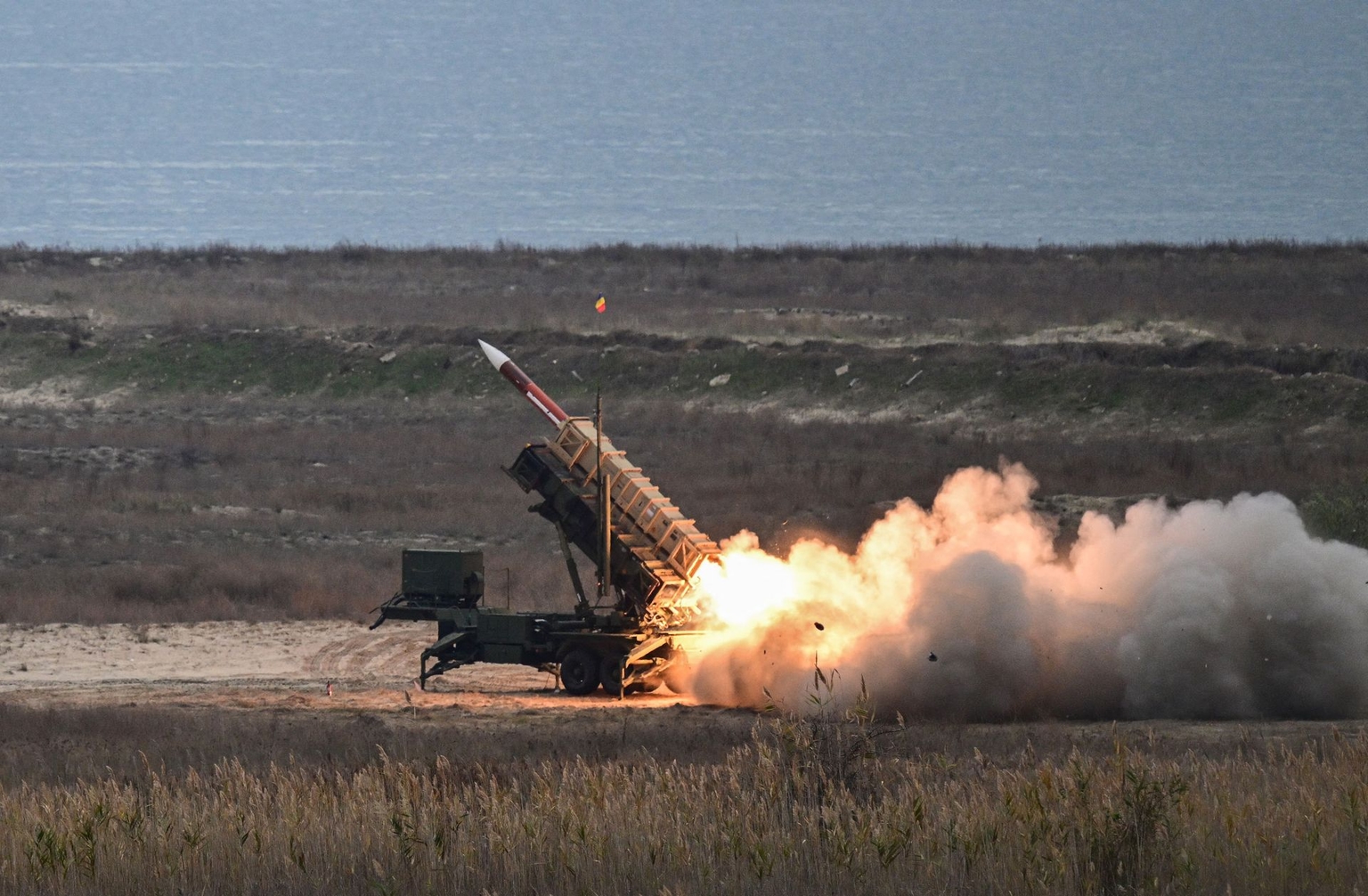 A Patriot rocket launcher of the Romanian at training range near the Black Sea on Nov. 15, 2023. 