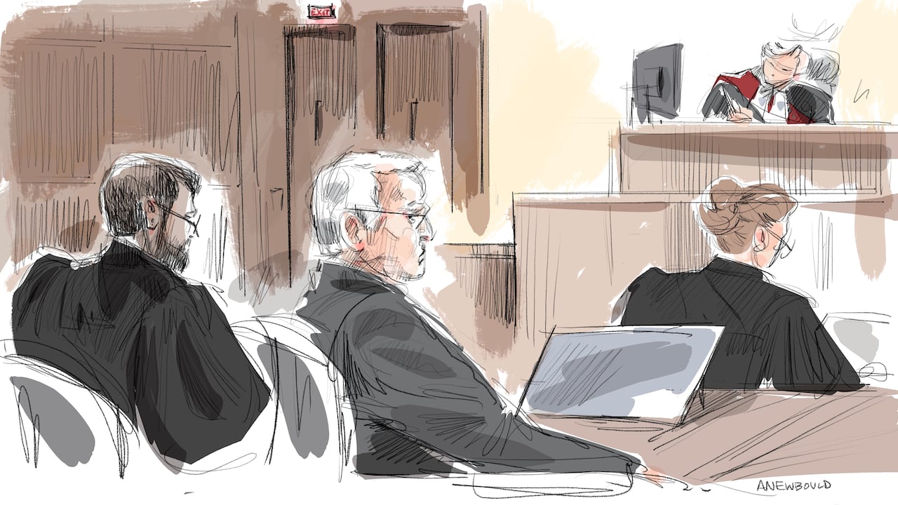 Stronach listens as the seventh complainant in his sexual assault trial is cross-examined by his defence lawyer.