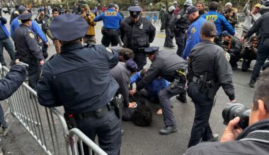Six people arrested after smoke device thrown at anti-Muslim protest near Gracie Mansion
