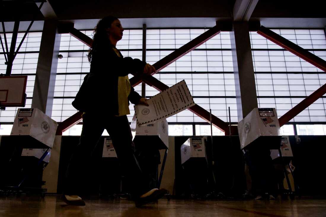 People vote at a polling location in Queens during New York City's mayoral election on Nov. 4, 2025.