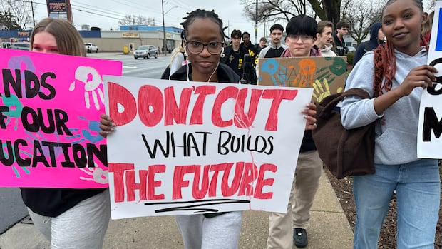 'Hands off our grants': High school students across Ontario leave classes to protest OSAP cuts