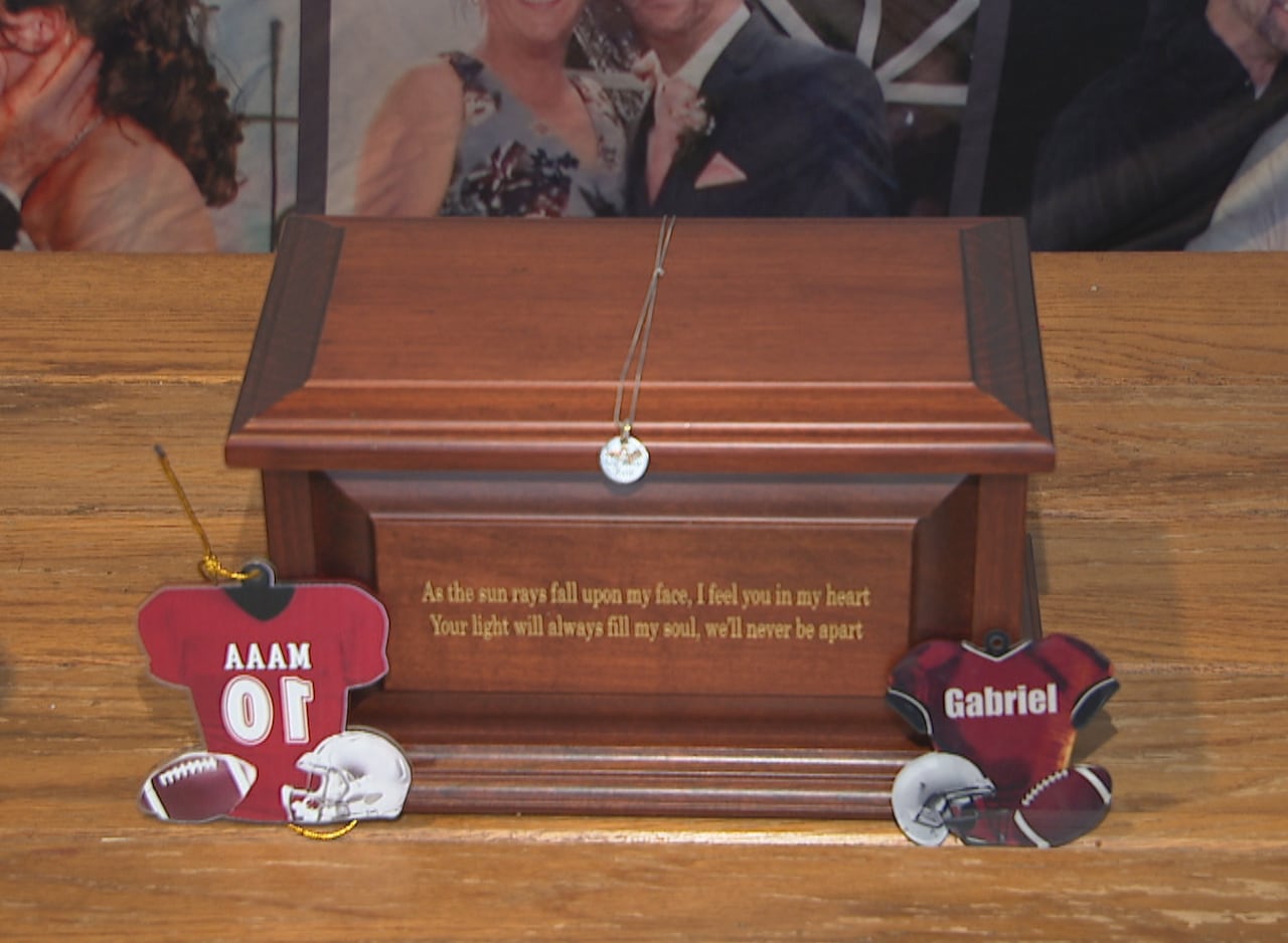 A box that contains ashes is shown.