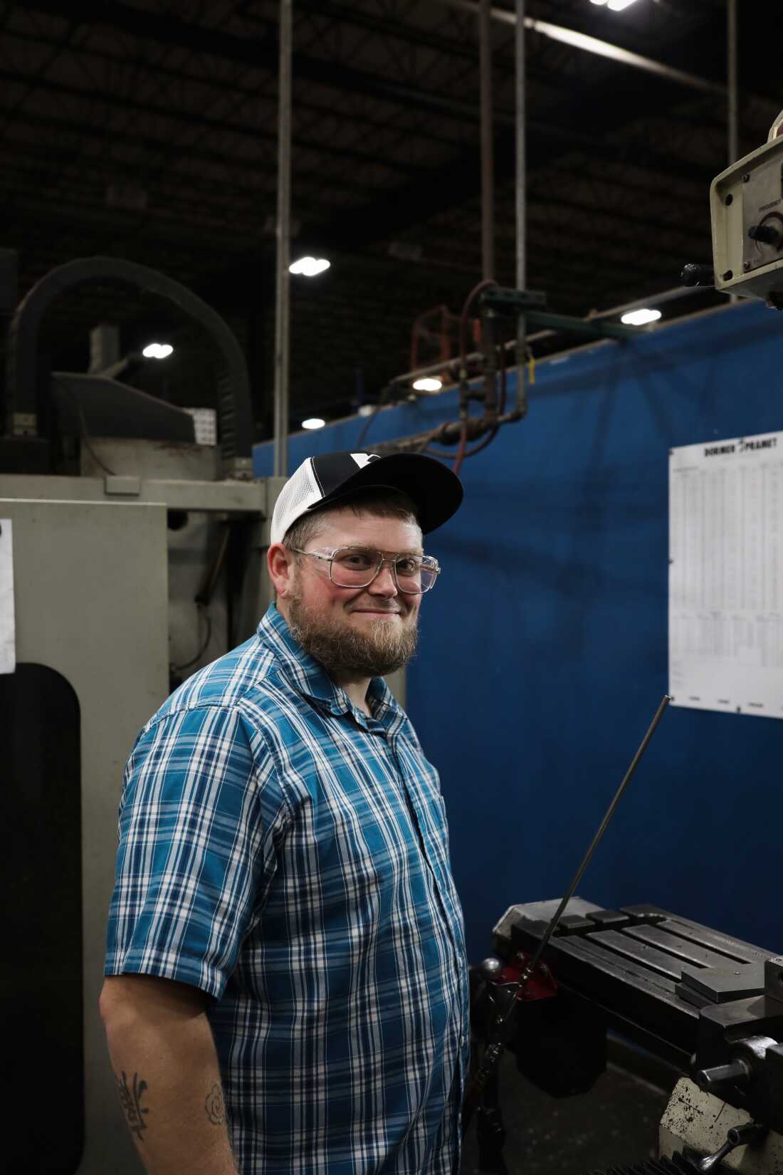 Moss stands at his post in tool and die at Virco Manufacturing.