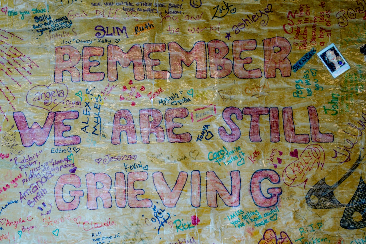 A mural is displayed on the wall in the consumption room at the Parkdale Queen West Community Health Centre in Toronto, on Friday, March 21, 2025. THE CANADIAN PRESS/Chris Young