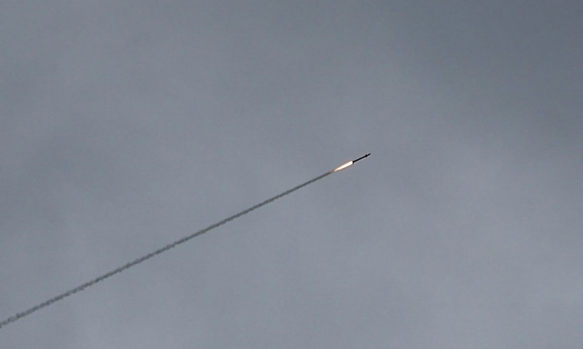 An air defense system operates in Jerusalem as missiles are launched toward Israel from Iran on February 28.