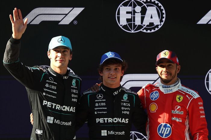 Lewis Hamilton, Ferrari, George Russell, Mercedes, Andrea Kimi Antonelli, Mercedes