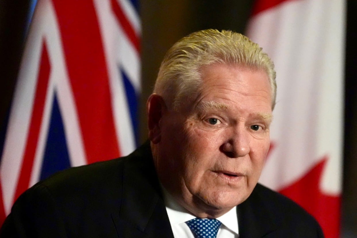 Ontario Premier Doug Ford speaks at Queen’s Park in Toronto on Feb. 10, 2026.