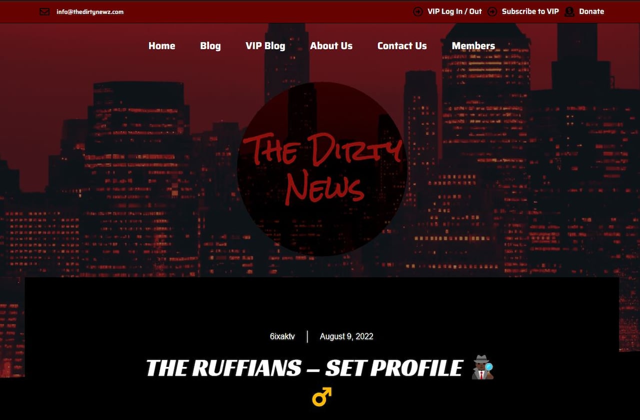 A black and red website homepage.